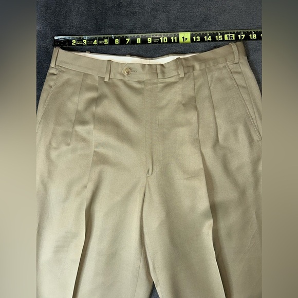 Nordstrom JB Britches Size 35 Khaki Pleated Front Wedding Office Dress Pants - Picture 4 of 14